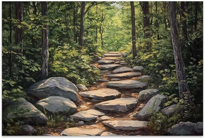 Yesad Nature Wall Art, Forest Path Landscape Wall Decor, Modern Farmhouse Canvas Art Abstract Botanical Canvas Décor Home Decorations for Living Room Bedroom (Unframed,18”x12”, Path)