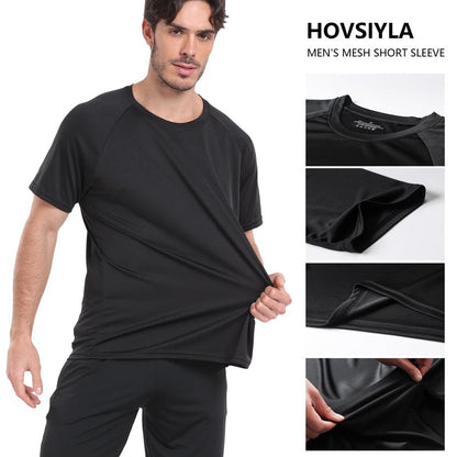 HovSiyla 5 Pack Athletic Shirts Men Sport Moisture Wicking Tops Gym Running Stripes Activewear Workout Casual T Shirts Black Burgundy Navy White Green Small