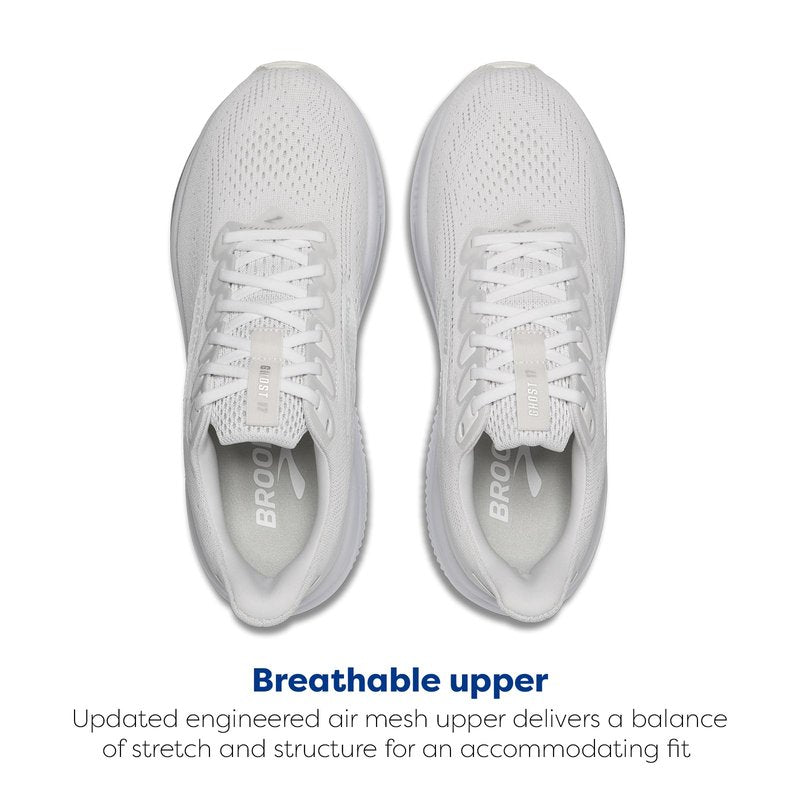 Brooks Women’s Ghost 17 Neutral Running Shoe - White/White/Grey - 9 Wide