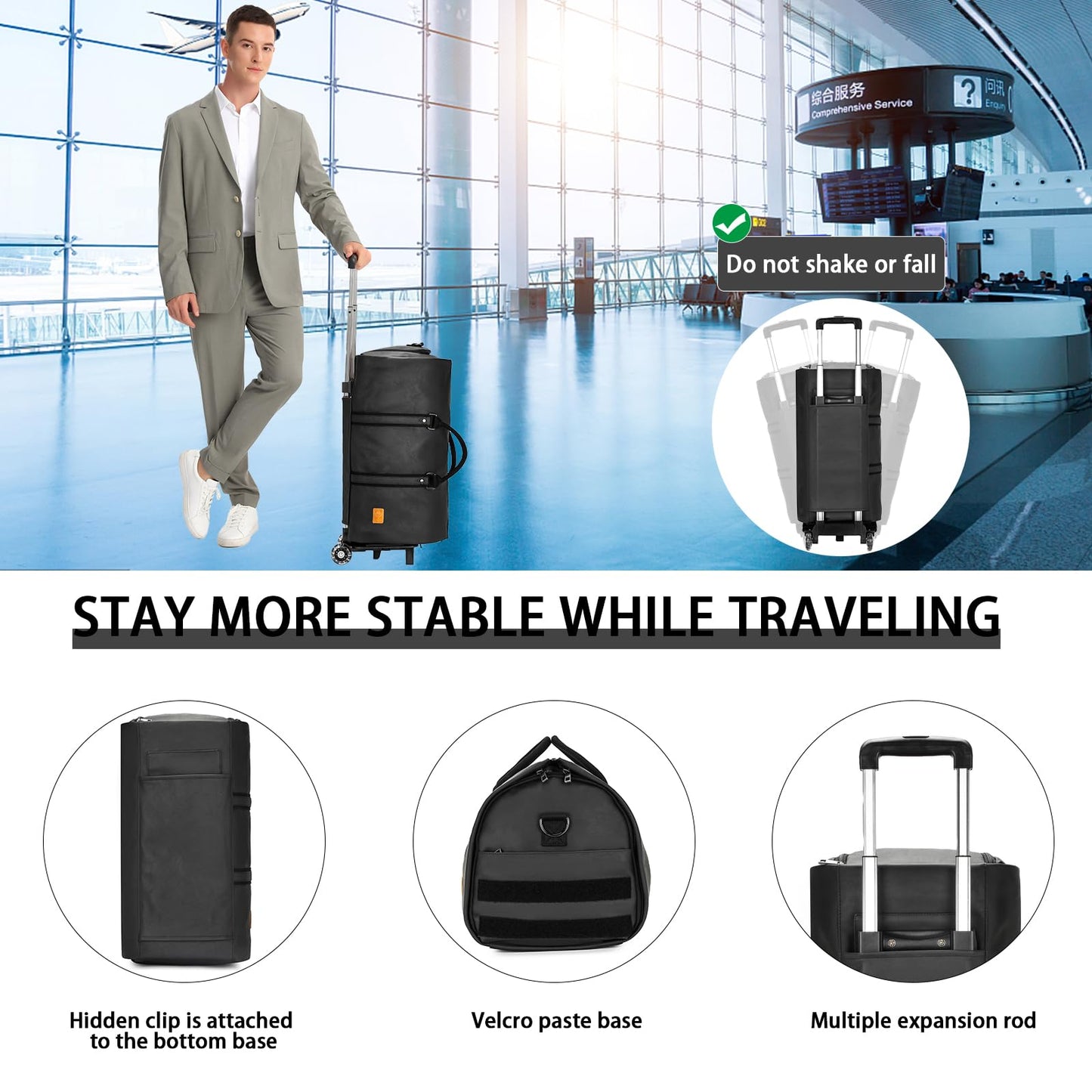 seyfocnia Rolling Garment Bag,Wheeled Garment Bag for Travel with Wheels Overnight Bags with Wheels Carry On Garment Bag with Shoe Compartment Suitcase Convertible Garment Duffle Bag-Black