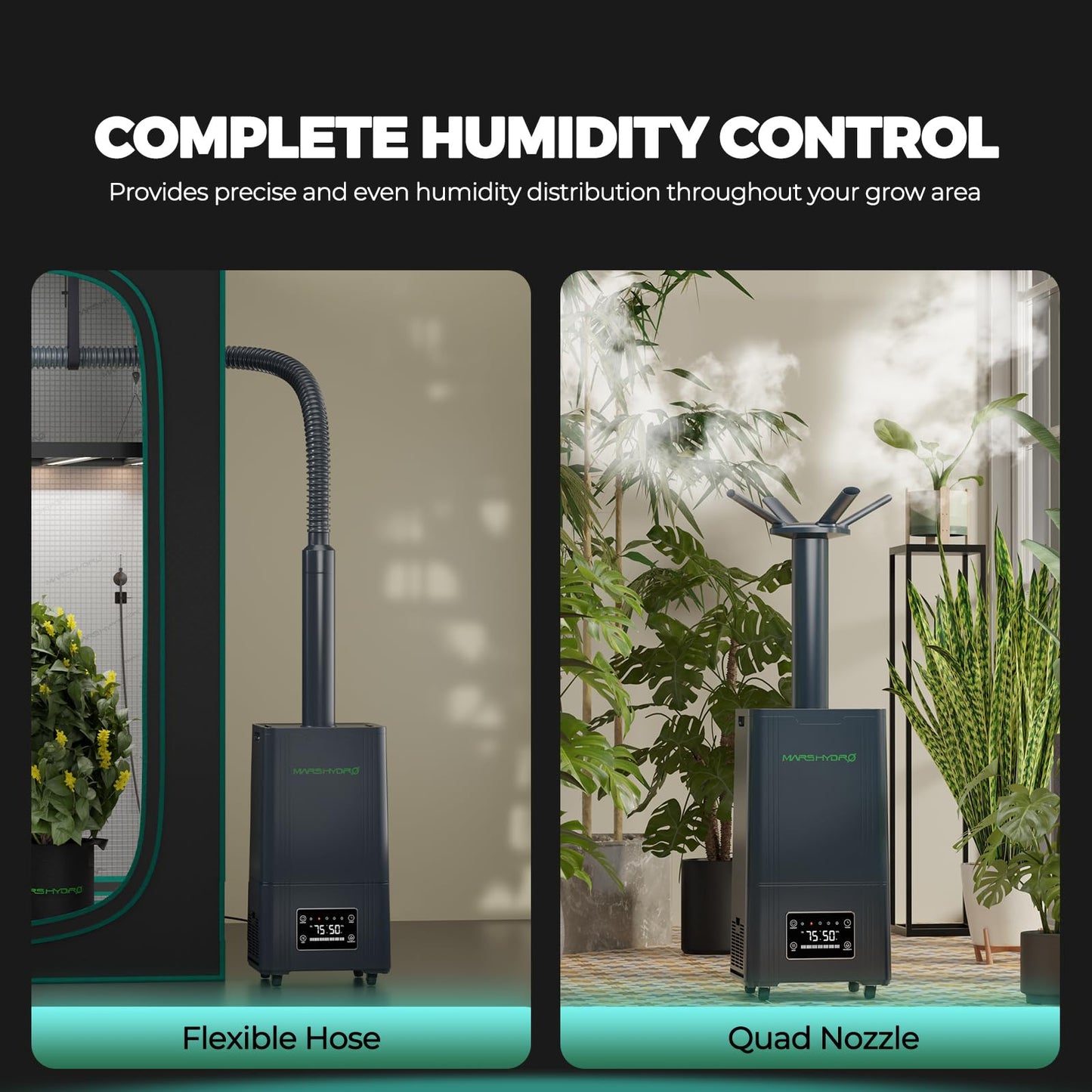 MARS HYDRO Plant Humidifier 5L,with Adjustable Humidity,Timer Function,Ultrasonic Precise and Silent Operation,No-Leak Seal for Grow Tent,Indoor Planting,Greenhouse,Bedroom
