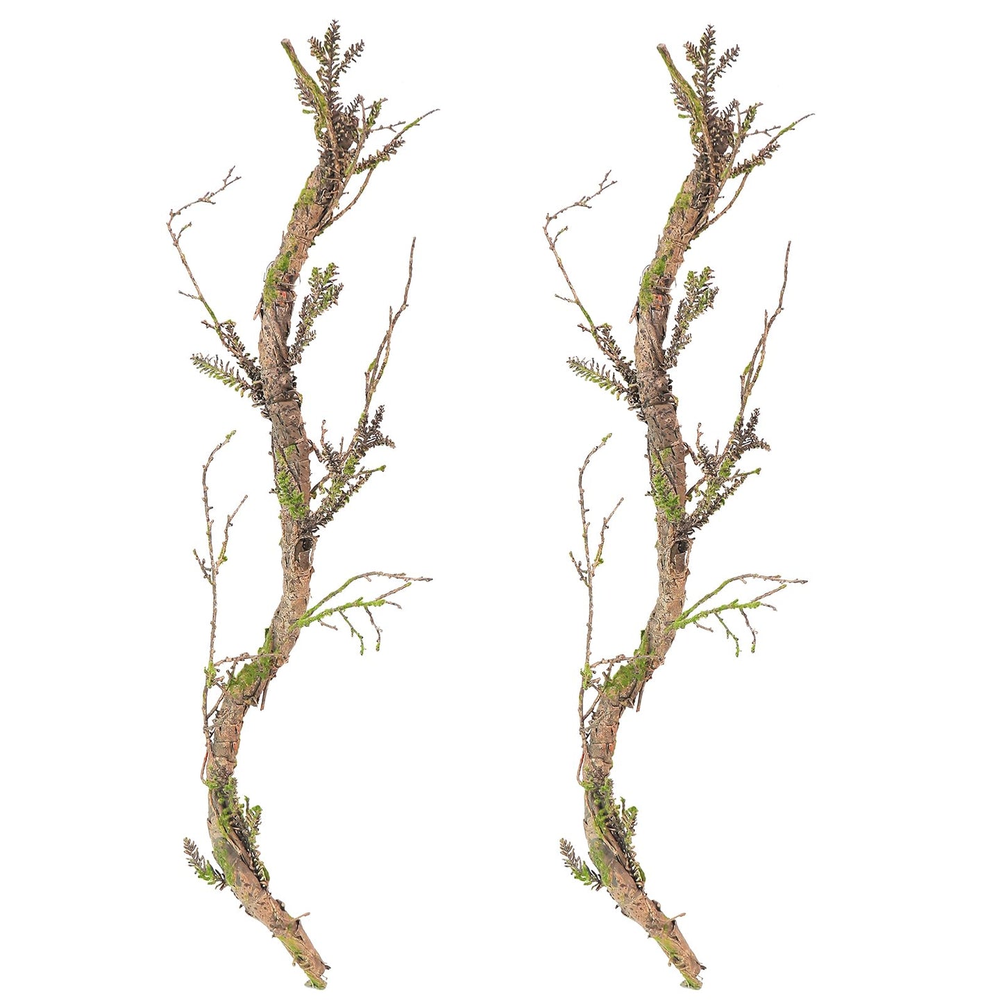 2Pcs 39.4inch Thick Bendable Artificial Tree Trunk Fake Large Wood Branches Twig Moss Grape Vine Garland Twisted Stick For Terrarium Outdoor Hanging Mantel Reptile Climbing Wall Yules Decorations