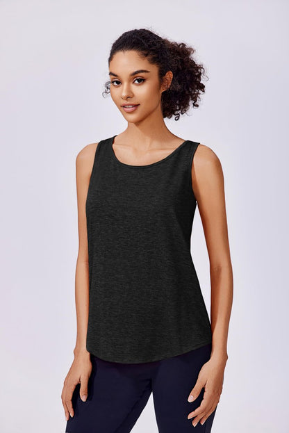PINSPARK Womens Workout Tank Tops Loose Fit Gym Shirt Racerback Running Shirts Quick Dry Athletic Top Pack, Black/Light Grey M