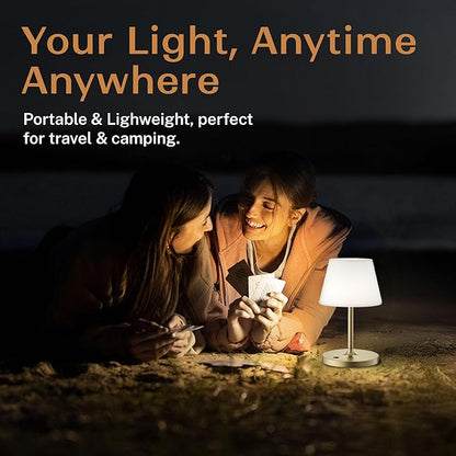 Outdoor Battery Operated Table Lamp & Power Bank - 5000mAh Rechargeable Battery Powered, Touch Dimmable, 3 Color Temperatures, IP44 Waterproof Lamp Light for Home, Patio Use - 9.6 In Modern Brass