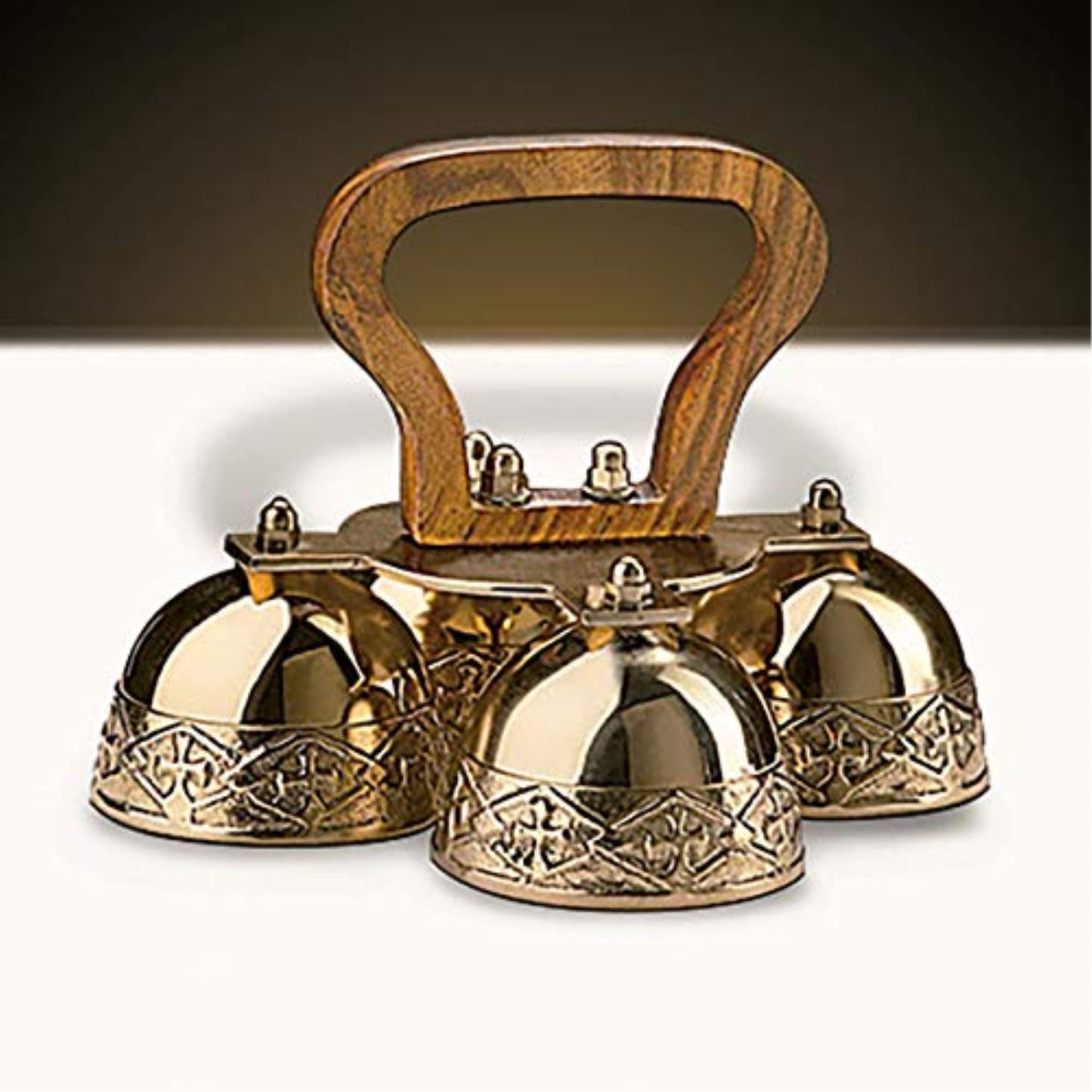 4-bell Embossed Brass Altar Bells