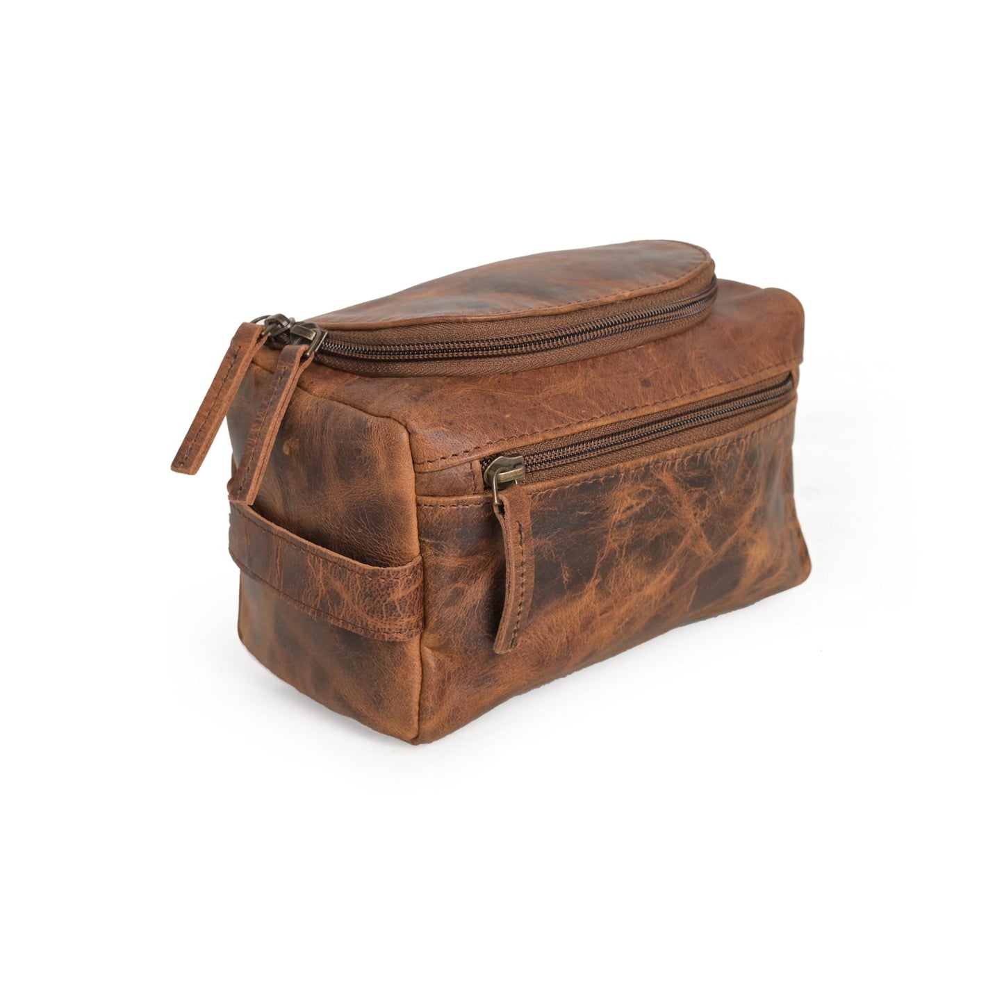 RusticVintage (7.5 inch Small) Real Full Grain Leather Toiletry Bag for Men, Dopp kit with Waterproof Lining, Toiletries Organizer, Grooming Travel Bag Pouch, Bathroom Shaving Kit Zipper Bag