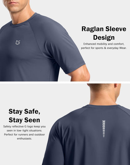 G Gradual Men's Athletic Workout T-Shirts Moisture Wicking Cooling Running Shirts Short Sleeve Performance Tee for Gym Tennis(Dusty Blue,XXL)