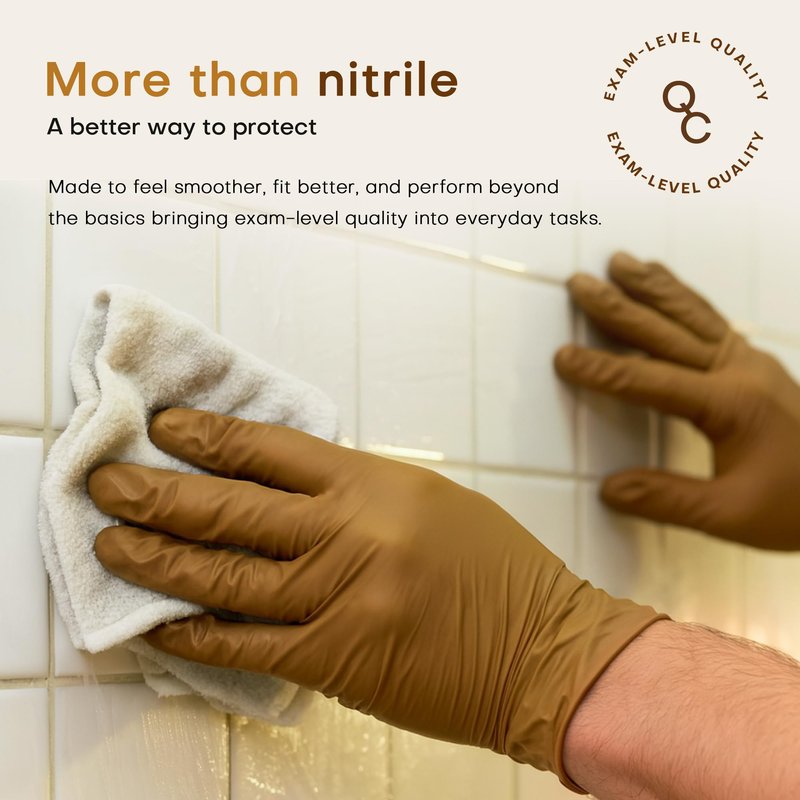 SUP Powder-Free Nitrile Exam Gloves, 100 Count Food Safe Latex-Free Disposable Gloves for Medical Cooking Cleaning Food Prep, Tan (Medium)