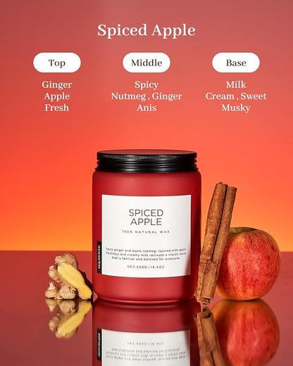M&SENSE Spiced Apple Scented Candles for Home Natural Soy Wax 19.4oz 110 Hours Large Long Lasting Highly Scented Classic Christmas Holiday 2 Wicks Candle Gift Home Decor