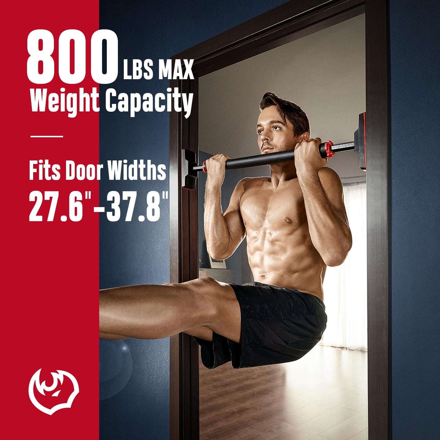 FitBeast Pull Up Bar for Doorway, Strength Training Pullup Bar with No Screws, Chin Up Bar with Adjustable Width Locking Mechanism, Doorway Pull Up Bar Max Load 600lbs for Home Gym