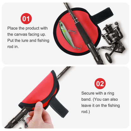 Quilax 6 Pcs Lure Wraps, 5.9 Inch Fishing Lure Wraps, Bait Gloves Lures Shield for Fishing Rod, Fish Hook Storage Protectors, Pole Sleeve Guard for Protecting Fishermen(Red)