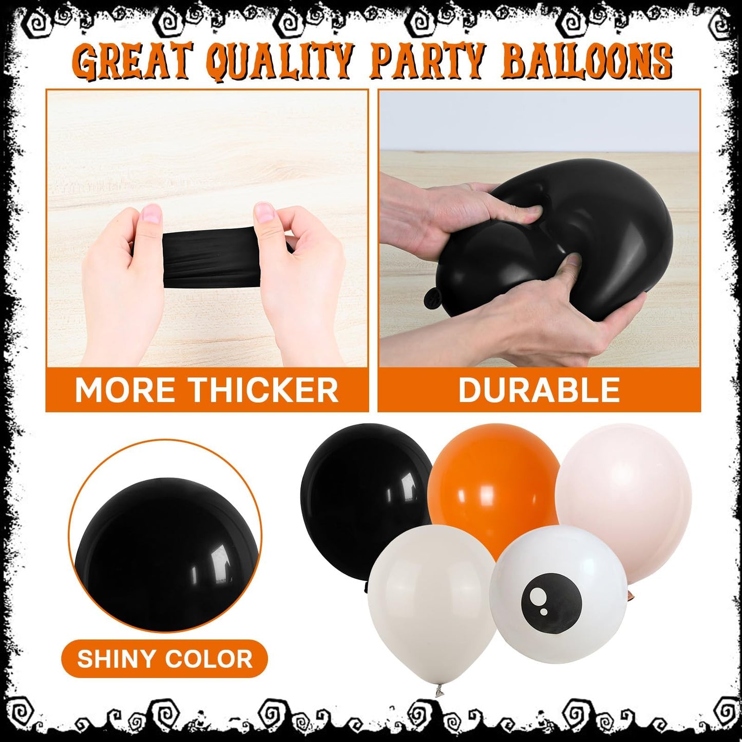 Halloween Balloons Arch Black Orange Beige Balloons Garland Halloween Birthday Party Decorations Orange Black Nude White Sand Latex Balloons with Pumpkin Foil Balloon Eye Print 3D Bat Stikers Decor