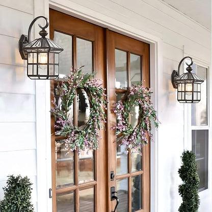 Milaii Copper Bronze Outdoor Wall Lights, 13.4" H Vintage Exterior Lantern Light Fixture Anti-Rust Waterproof Wall Mount Lamp with Clear Glass E26 Porch Light for Garage Front Porch Entryway Patio