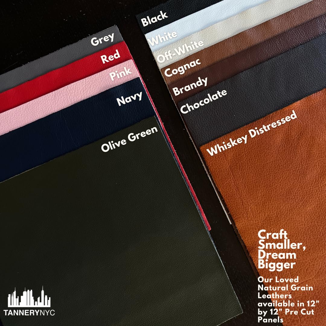 Natural Grain Cow Leathers: 12'' x 12'' Pre-Cut Leather Pieces (Red, 1 Piece)