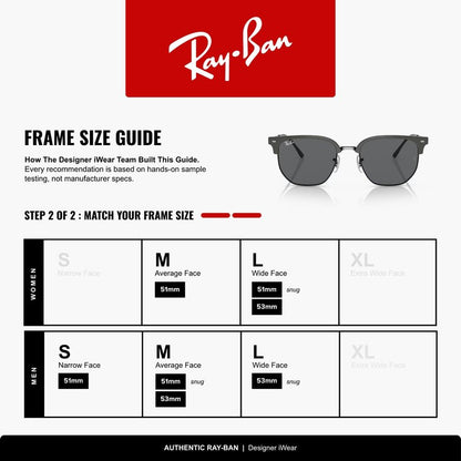 Ray-Ban RB4416 New Clubmaster 6653B1 53MM Grey On Black/Dark Grey Square Sunglasses for Men for Women