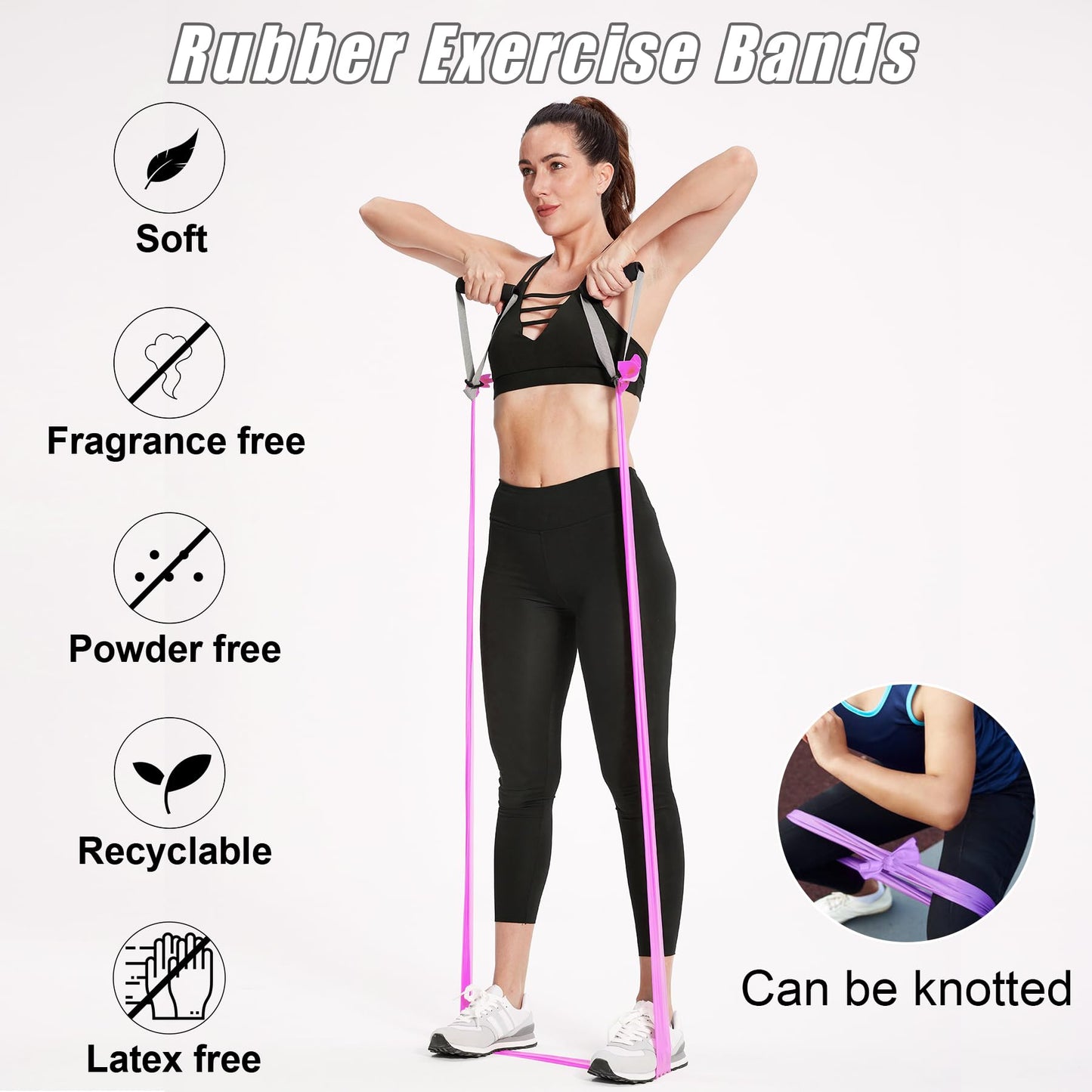 Resistance Bands for Working Out, Physical Therapy Bands, Latex Free Elastic and Exercise Bands Set for Stretching, Suitable for Rehab, Yoga, Pilates, Gym, Home Exercise