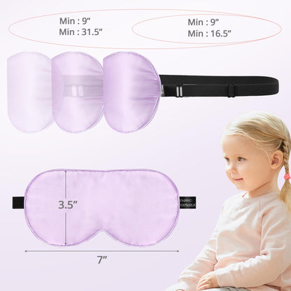 Kids Sleep Mask Eye Cover, 100% Real Natural Pure Silk Eye Mask with Adjustable Strap, Blindfold Kids Eye Mask for Sleeping, Eye Shade for Boys Girls and Adult, Pressure-Free Comfort (Black)