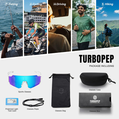 TURBOPEP Polarized Sports Sunglasses for Men and Women,Fishing Cycling Mountain Bike Baseball Sunglasses with UV Protection