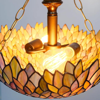 Tiffany Ceiling Light Fixture Green Wisteria Stained Glass Semi Flush Mount Lamp Wide 16 Inch Height 15 Inch Tiffany Ceiling Lamp