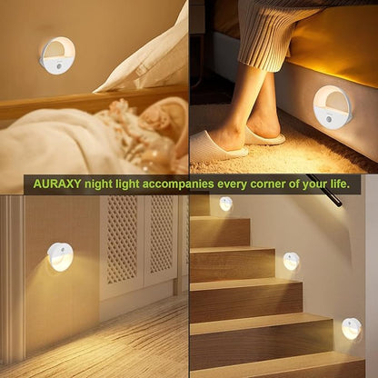Rechargeable Battery Night Light, Motion Sensor Night Light, LED Warm White Magnetic Stick-on Motion Sensored Hallway Light, with Dusk to Dawn Sensor for Stairs, Wall, Closet, Cabinet (6 Pack)