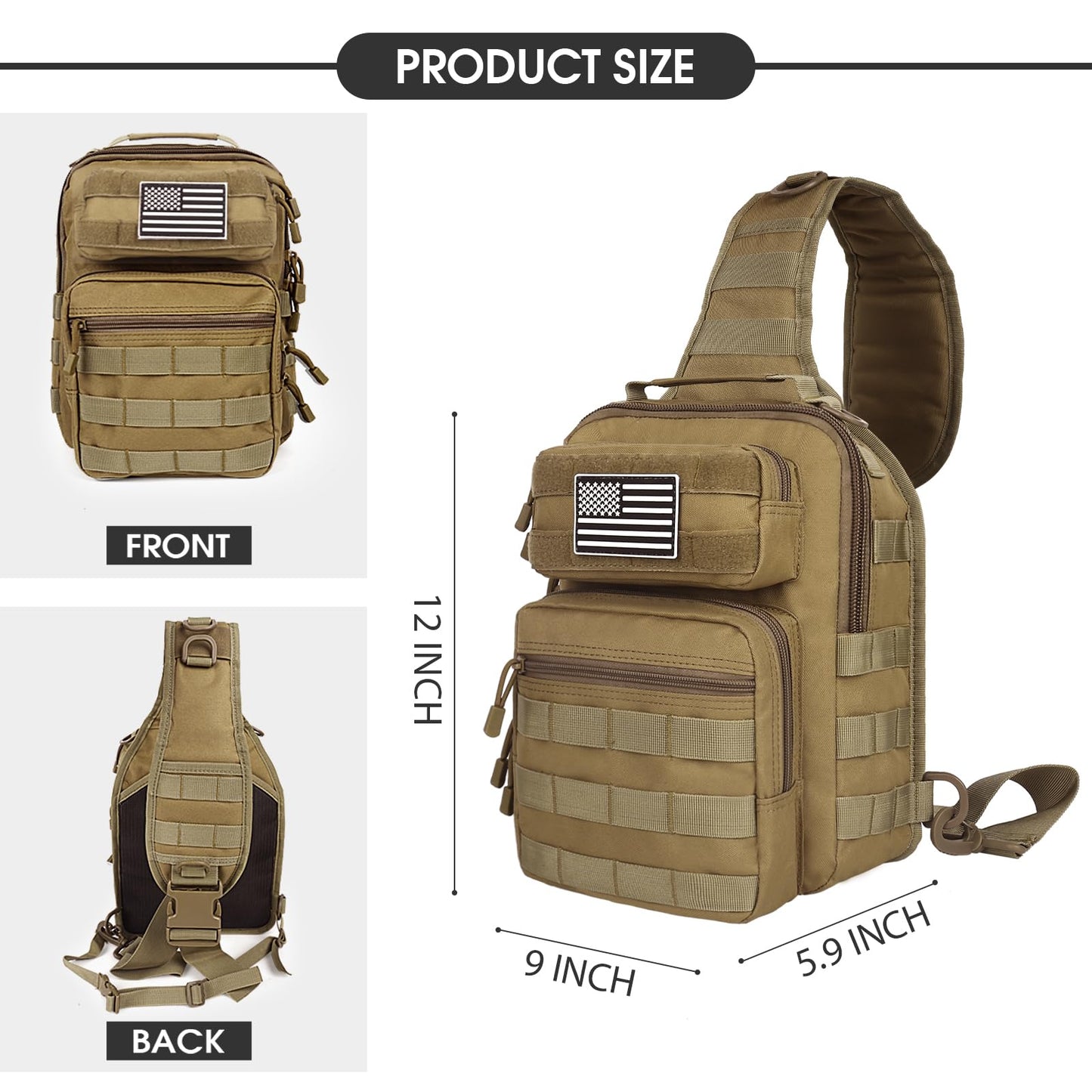HAOMUK Tactical Sling Bag Backpack Military Rover Shoulder Sling Pack Small EDC Crossbody Chest Bag for Men