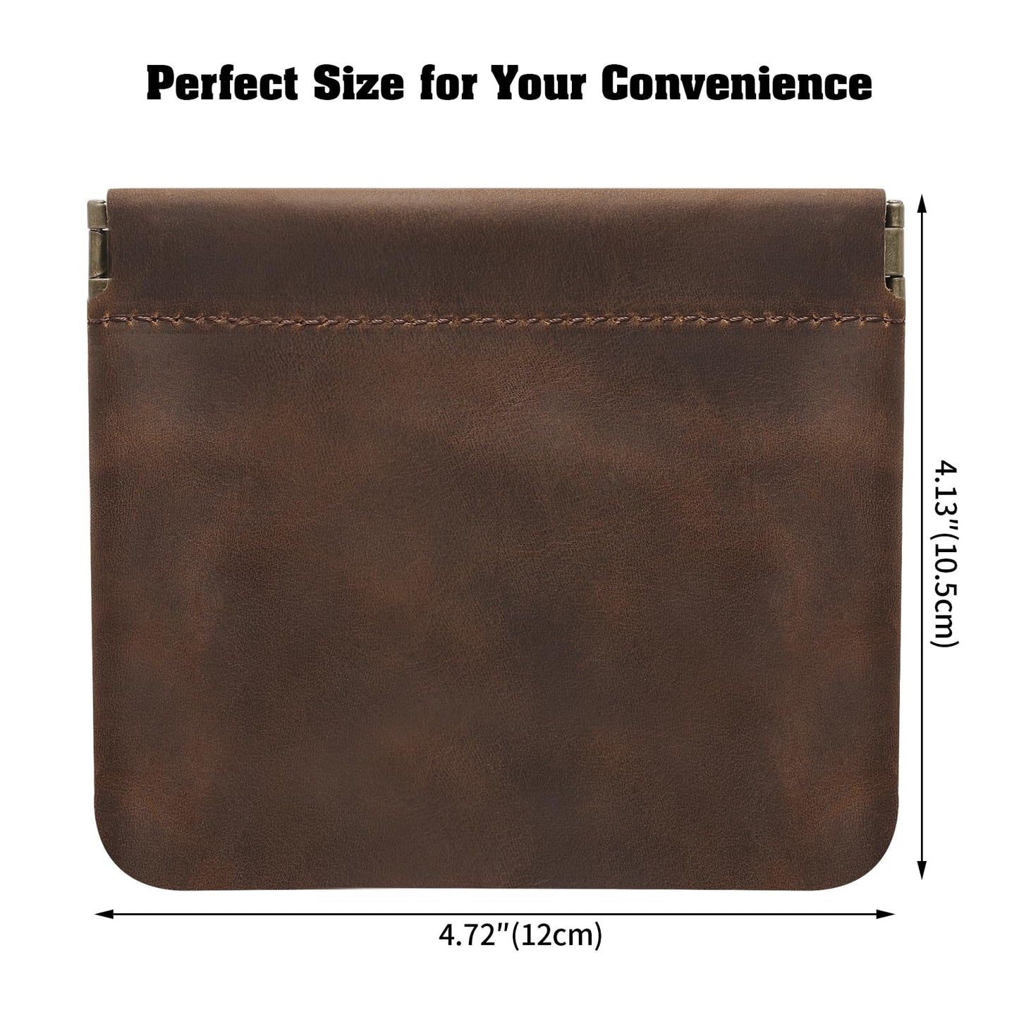 Jack&Chris Mini Coin Purse, Genuine Leather Small Coin Wallet, Leather Squeeze Coin Purse Pouch Change Holder For Men & Women, JC309