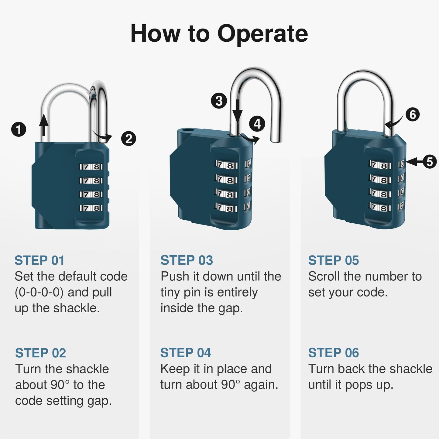 Puroma Combination Lock 4 Digit Waterproof Locker Locks Secure Outdoor Padlock for Gym Lockers, Toolboxes, Gates, Fences, Storage, Sports Locker (Peacock Blue)