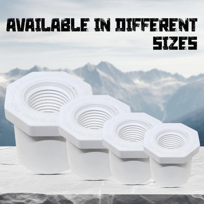 PVC Sch 40 Reducing Bushing Flush Style SPIG x FIPT Solvent Weld x Threaded, White, 1" x 3/4", Plumbing Pipe Connector Pressure Fitting