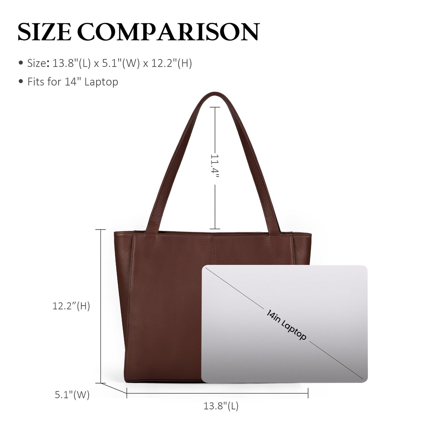 befen Real Leather Dark Brown Tote Bag for Women Work, Women's Tote Bags Purses for Daily and Travel Coffee
