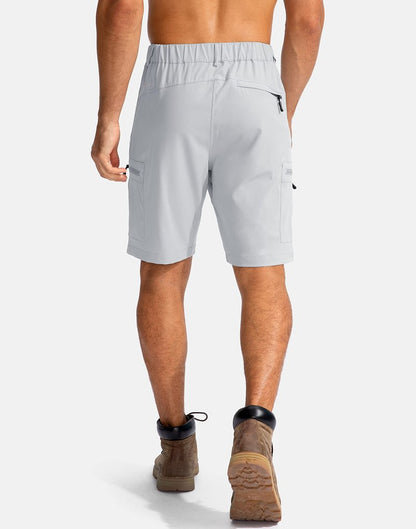 Pudolla Men's Hiking Cargo Shorts 9" Lightweight Outdoor Work Shorts for Men Travel Golf Camping Casual with 5 Zipper Pockets(Bright Grey 3X-Large)