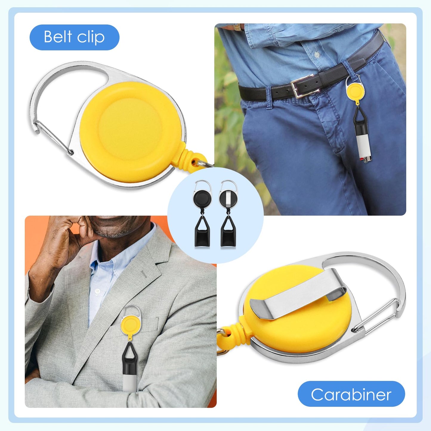 GAUENEEN 14 Pcs Retractable Lighter Clip, Lighter Holder Keychain with Clip (7 Colors)