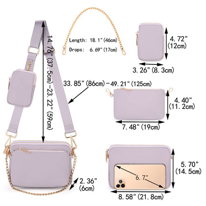 UTO Small Crossbody Bags for Women 3 in 1 Trendy Belt Purse Fashion Designer Mini Cute Sling Fanny Chest Pack