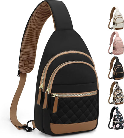 Capolo Sling Bag for Women Men Waterproof Crossbody Bags for Women Trendy Casual Fanny Pack with Convertible Shoulder Strap Chest Bag for Travel Hiking(Black, Medium)