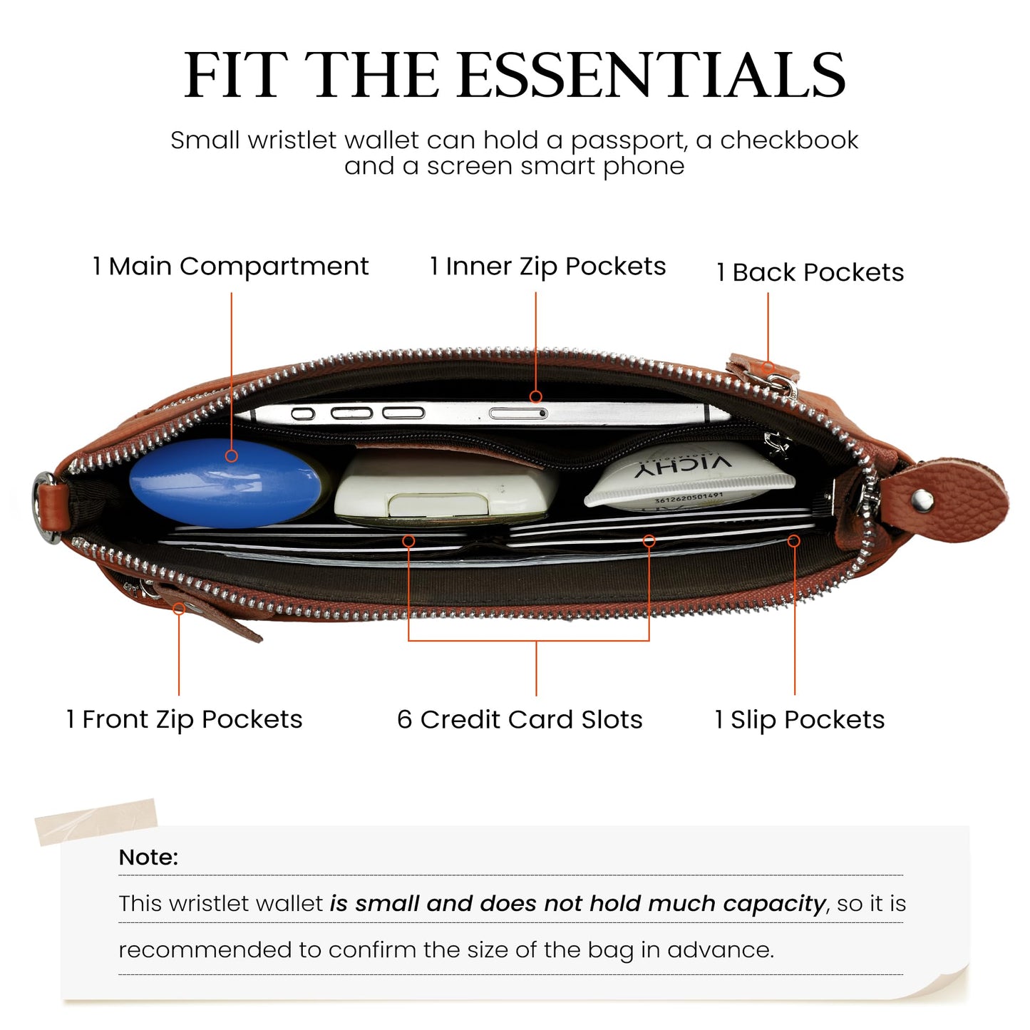 befen Leather Wristlet Wallets for Women, RFID Blocking Small Crossbody Bags, Women Leather Purses Handbags Shoulder Bag Clutch Purse with Adjustable Shoulder Strap and Wrist Strap, Deep Brown