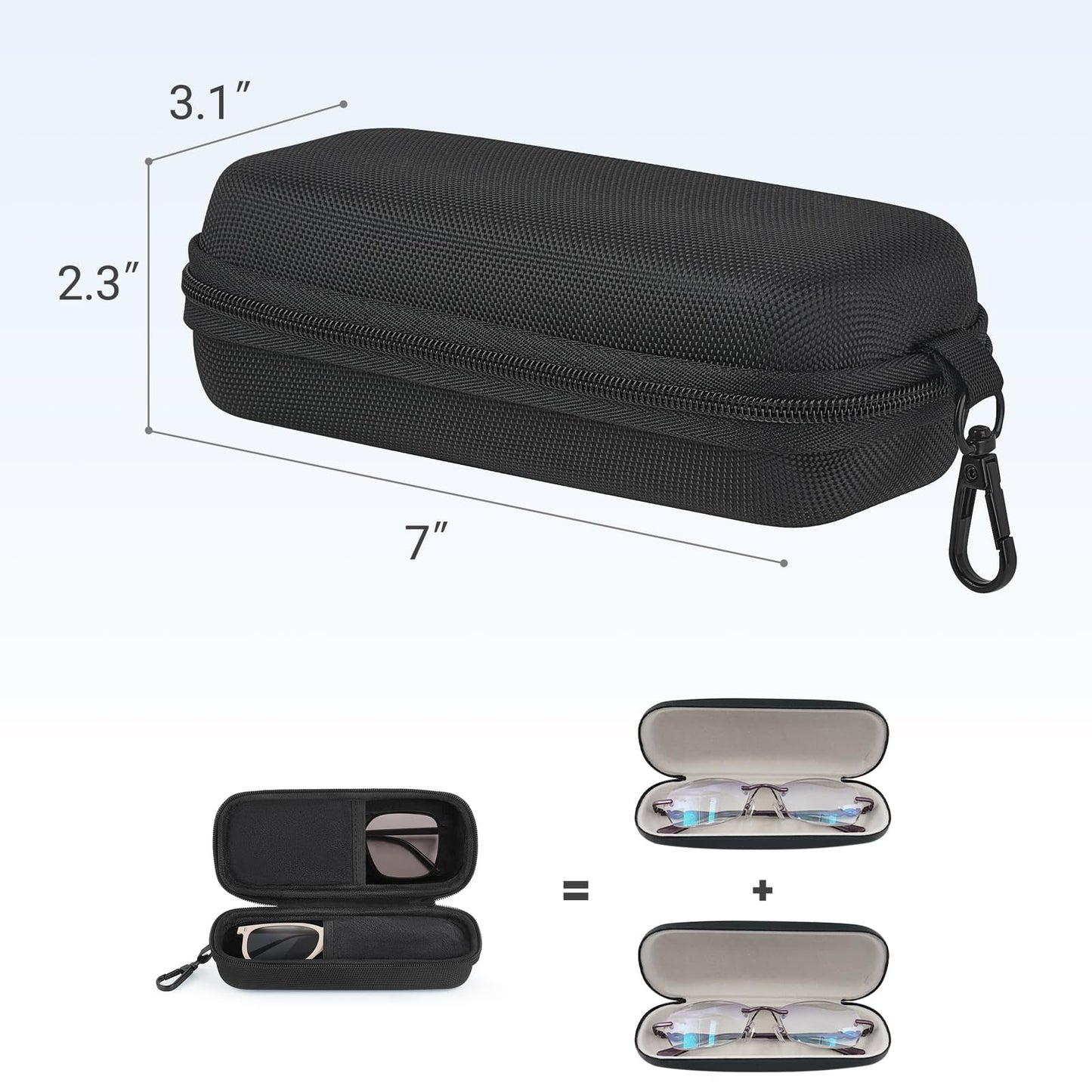 Mkono Double Eyeglasses Case, EVA Hard Shell Travel Sunglass Organizer with Zipper Closure Multiple Glasses Case for Travel (Black)