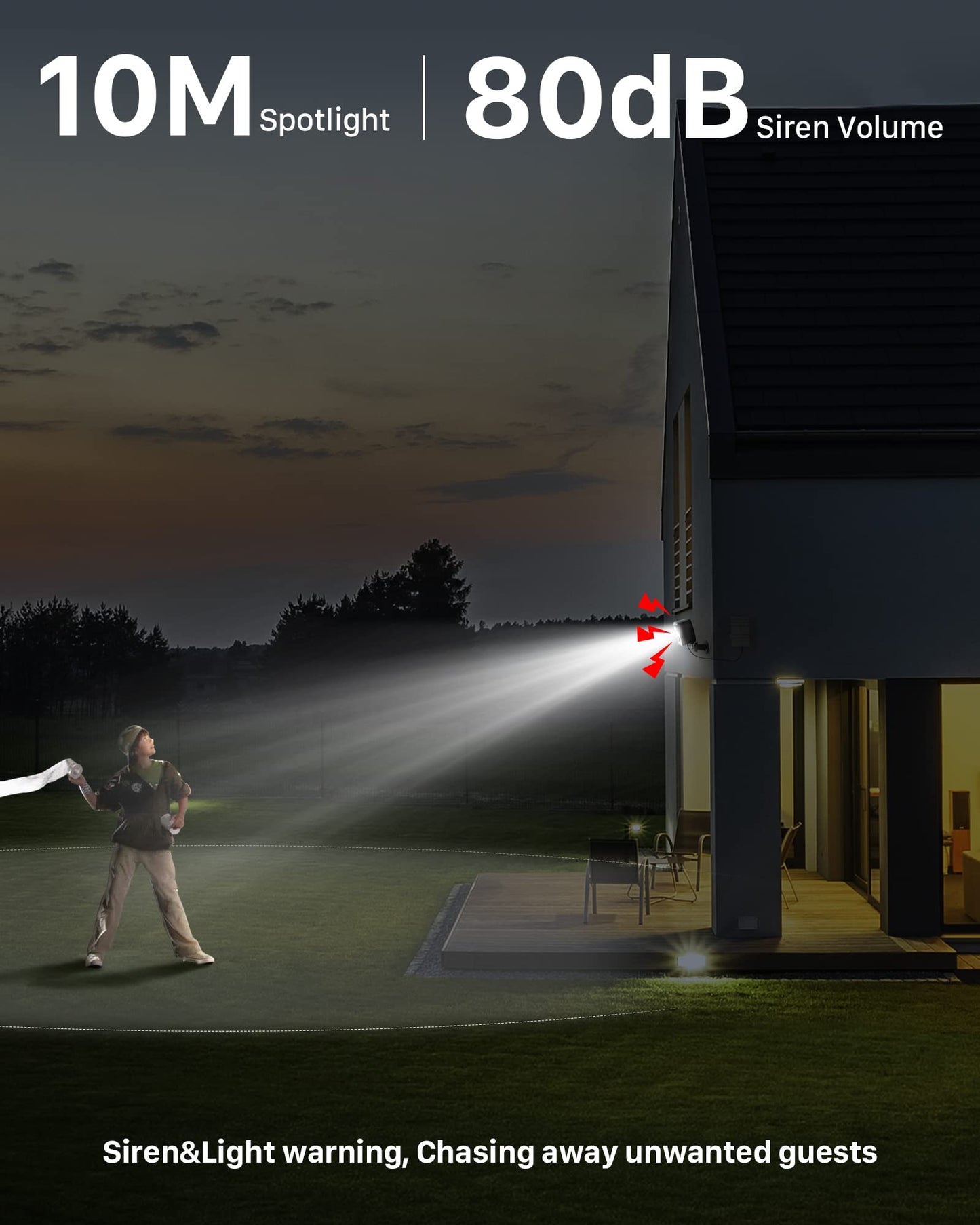 Security Cameras Wireless Outdoor: Cameras for Home Security WiFi Camera with Solar Panel Battery Powered Surveillance System Kit Motion Sensor Alarm Floodlight Night Vision IP66 Waterproof