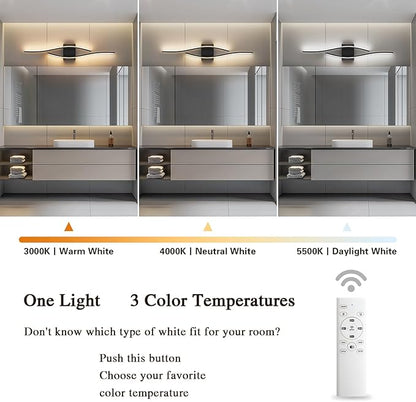 Modern LED Wall Sconce Set of Two with Remote Control, Stepless Colors 3000K-6000K & Dimming Black Wall Light with LED Wall Lamp for Bedroom Living Room Bathroom Hallway 39.4inch Length