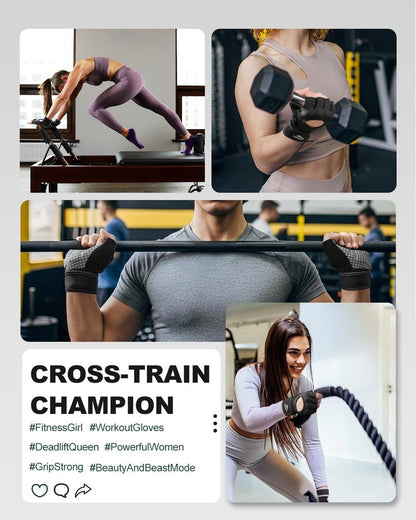 Trideer Weight Lifting Gloves for Women Men with Wrist Support, Workout Gloves Women Full Palm Protection for Gym Training, Fitness, Weightlifting & Pull Ups