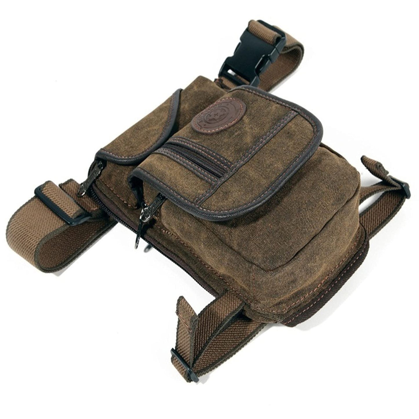 Canvas Drop Leg Bag Outdoor Waist Pack for Men Women Tactical Military Motorcycle Bike Cycling Multi-Pocket Waist Fanny Pouch Travel Hiking Climbing Thigh Bag Pocket