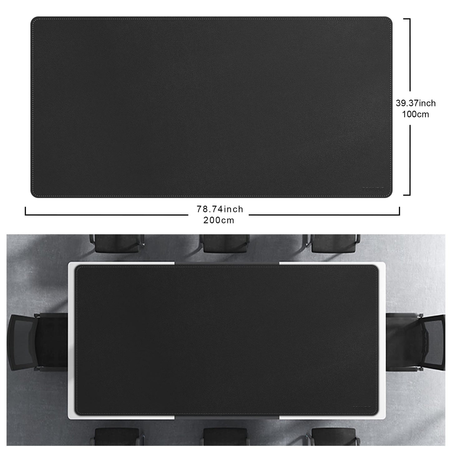 CENNBIE MAX200 78.7" x 39.4" Leather Desk Mat Protector, Extra Large Leather Desk Pad for Full Desk - XXXXXL Super Large Mouse Pad (Black)