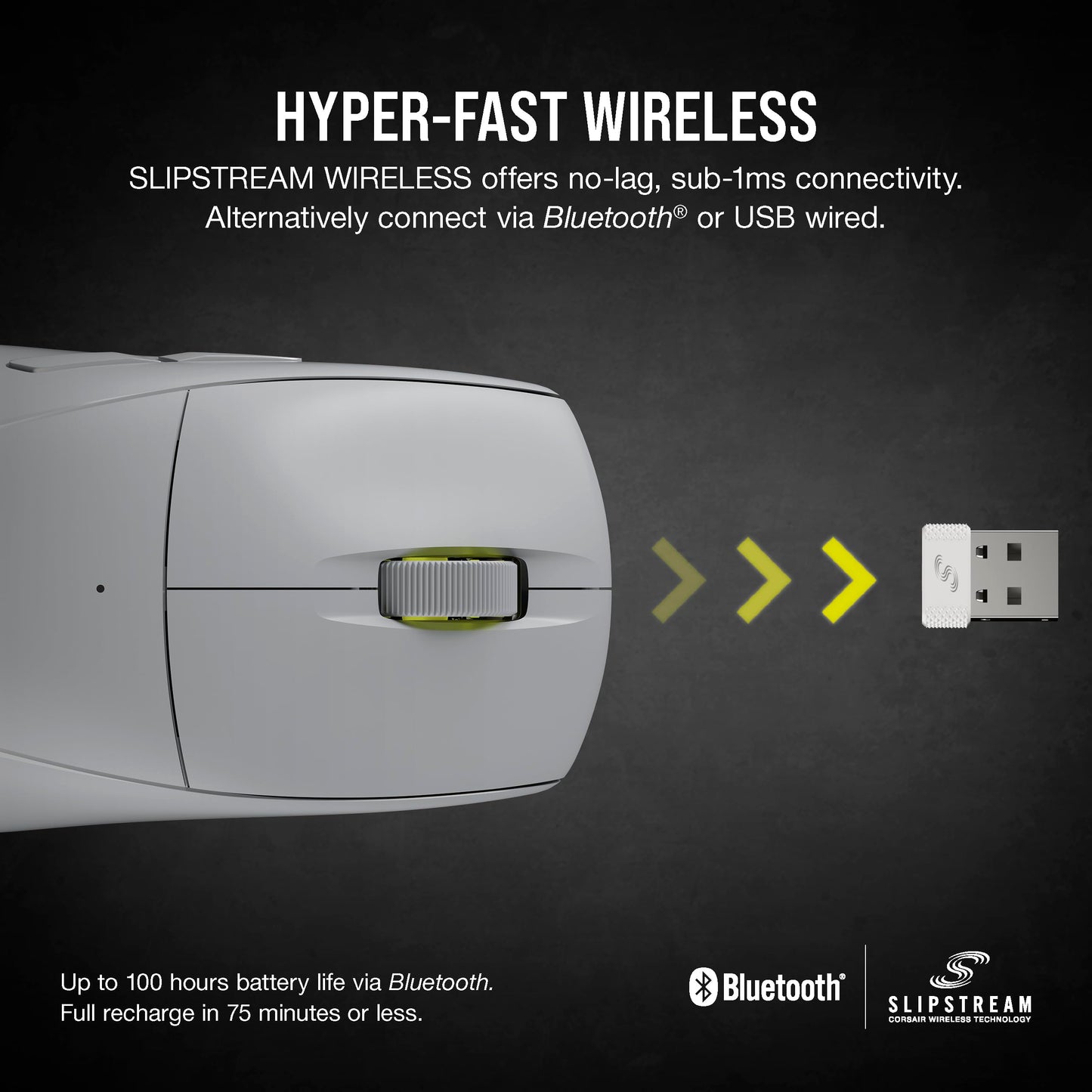 Corsair M75 AIR Wireless Ultra Lightweight Gaming Mouse – 2.4GHz & Bluetooth – 26,000 DPI – Up to 100hrs Battery – iCUE Compatible – Black