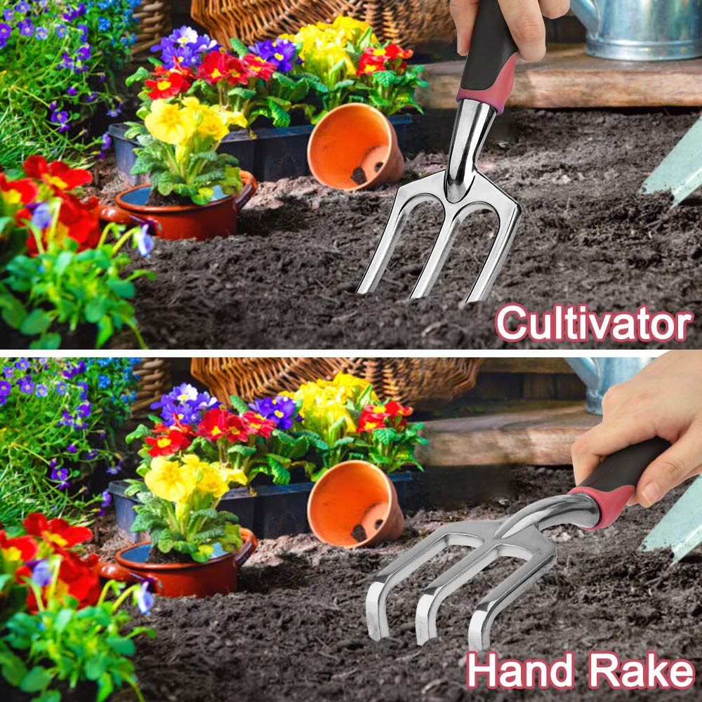 Tudoccy Garden Tools Set 83 Piece, Succulent Tools Set Included, Heavy Duty Aluminum Gardening Tools for Gardening, Non-Slip Ergonomic Handle, Durable Storage Tote Bag, Gifts for Men Women