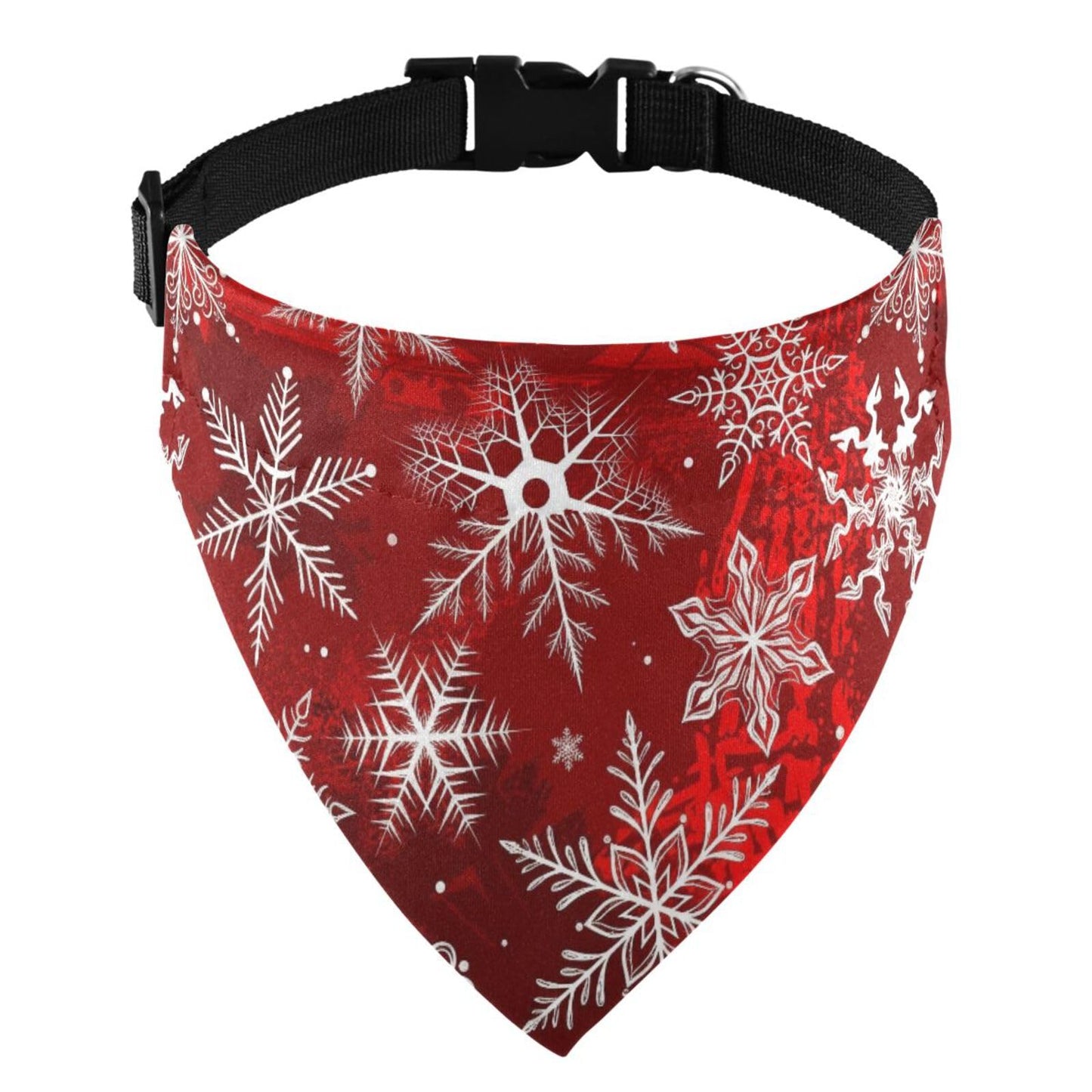 Christmas Dog Bandanas with Adjust Buckle Christmas Red Pattern with Snowflakes Flower Pet Triangle Scarf Washable Dog Bandana Collar