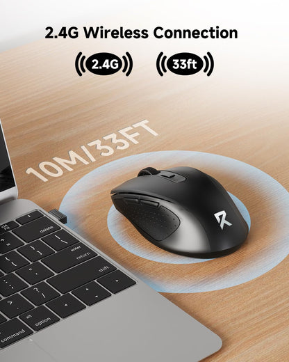 Redragon BM-4092 Wireless Mouse, 5 Level 4000DPI, 18 Months Battery, 2.4GHz Cordless, Portable Optical Computer Mouse for Laptop, PC, Chromebook, Windows, Mac, for Small Hand