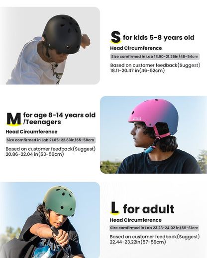 OutdoorMaster MIPS Skateboard Helmet - Two Removable Liners Ventilation Multi-Sport Scooter Roller Skate Inline Skating for Kids, Youth & Adults