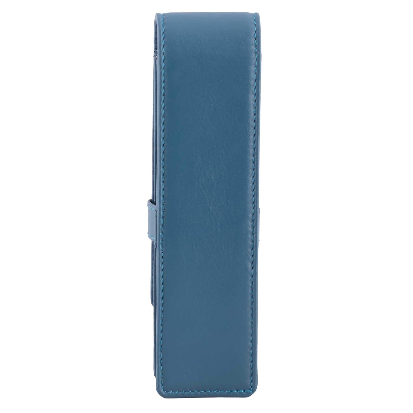 DiLoro Leather Pen Case Pouch Holder for Two Fountain Ballpoint Rollerball Pens or Pencils (Sololio Blue)