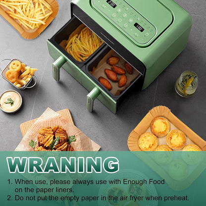 Air Fryer Paper Liners, 200pcs Air Fryer Liners Disposable, 8" Square Baking Liner for 5-8 qt Airfryer Basket, Non-stick and Oil Proof Parchment Paper for Oven, Pans & Baking