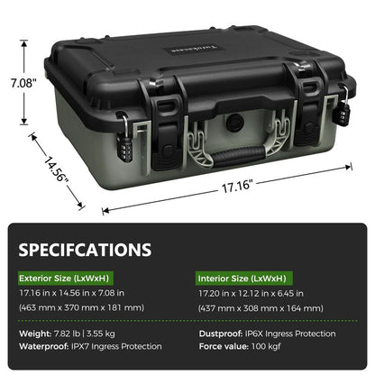 Turokacase Pistol Gun Case for Multiple Handguns – TSA Approved Travel Pistol Case with 2 TSA Locks, Pre-cut Heavy Duty Waterproof Hard Shell Gun Case with Silica Gel Canister
