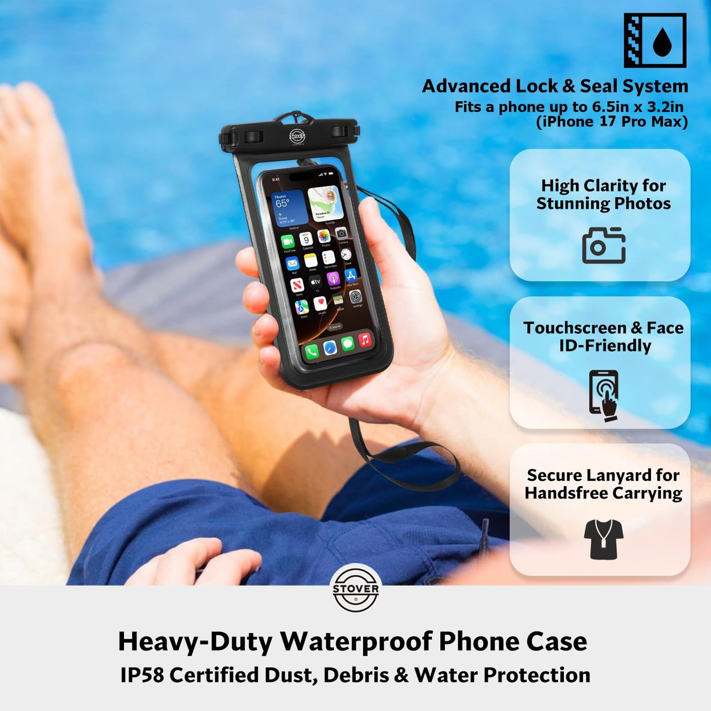 STOVER 5/10/25/30/40/55L Waterproof Dry Bag, Small Lightweight Roll Top Dry Bag Backpack w/Waterproof Phone Case, Kayaking, Travel, Hiking, Fishing, Tubing, Camping, the Beach, Men/Women (Teal)