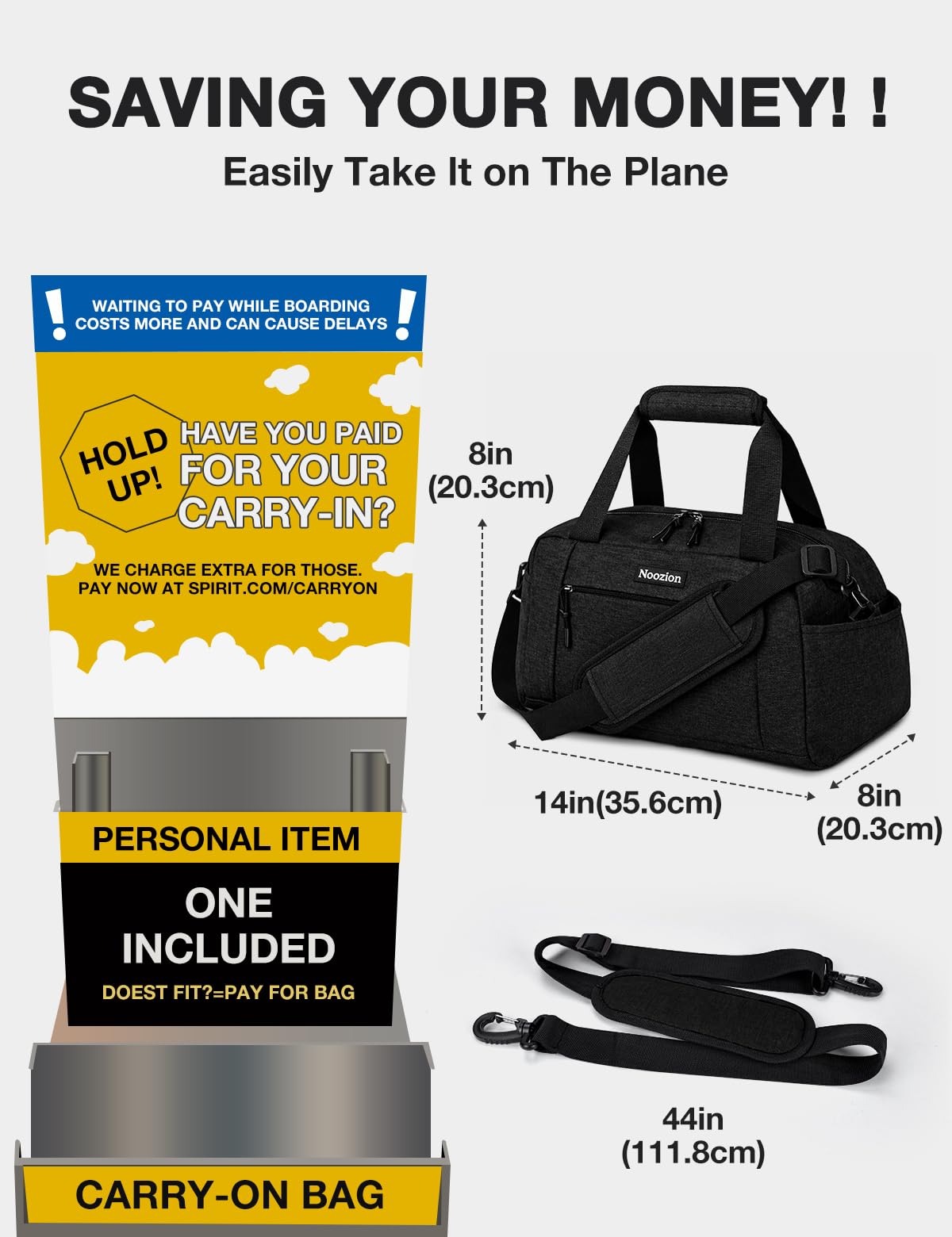 Noozion 14 inch Small Gym Bag for Women & Men, Lightweight Carry On Mini Duffle Bag with Multiple Pockets, Sports Bag for Travel and Workout.
